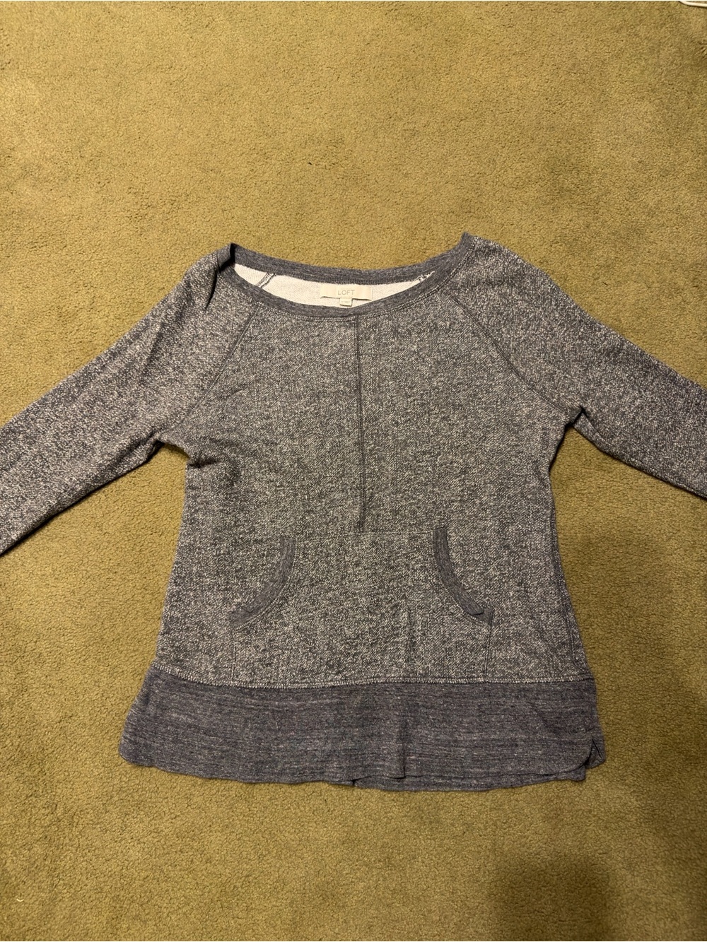 LOFT Gray Striped Knit Top